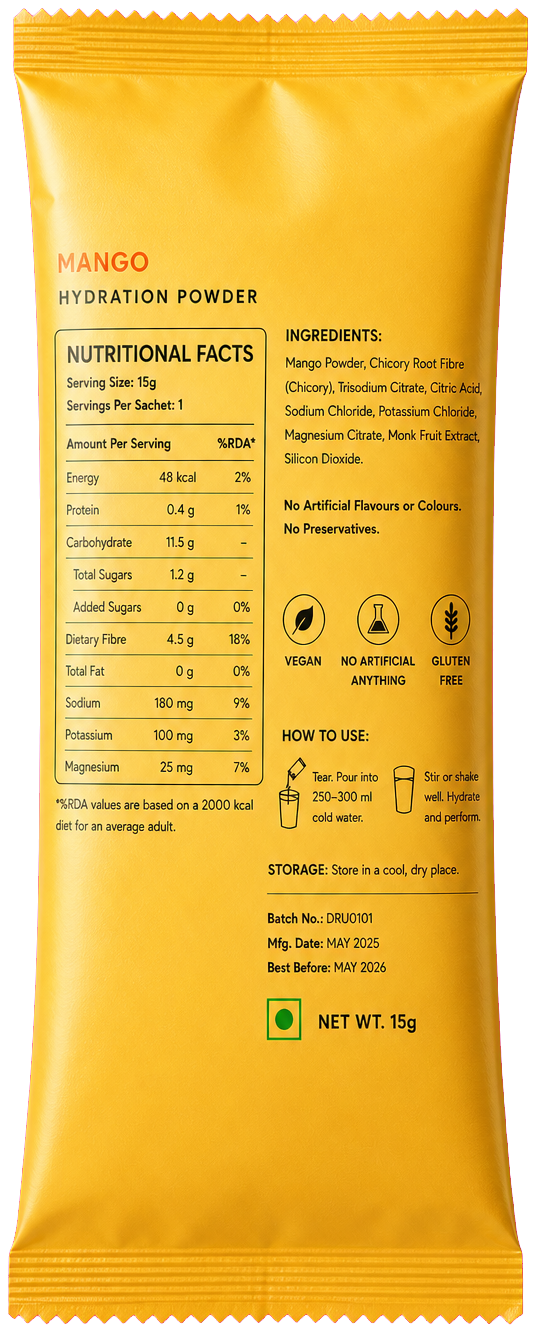 Mango DRU sachet nutrition back